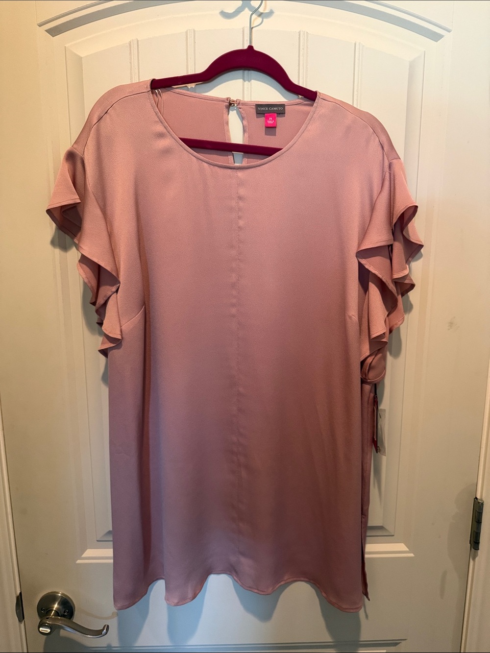 Vince Camuto Dusty Rose Ruffle Sleeve Midi Top